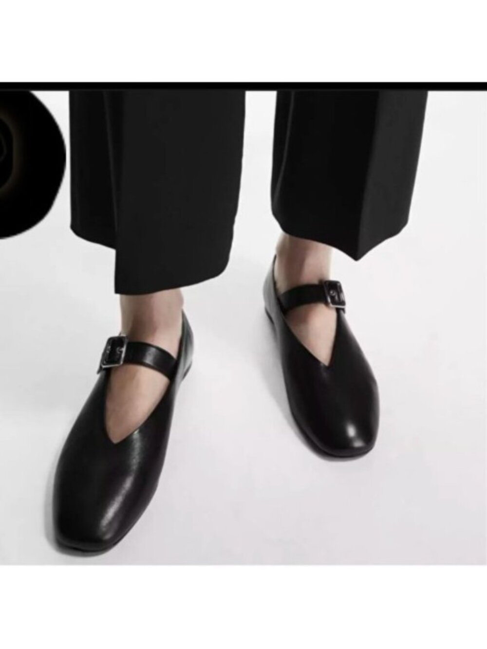 COS Black Leather Mary Jane Ballet Flats Women EU 38 US 7.5 Minimalist Shoes